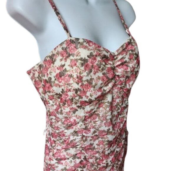 Pink and White Floral Print Dress and Shrug Set Size Medium - Picture 7 of 12
